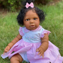 Load image into Gallery viewer, 24 Inch Biracial Reborn Baby Girl Soft Body Black Skin African American Reborn Baby Doll Realistic Newborn Baby Dolls Xmas Gift for Kids