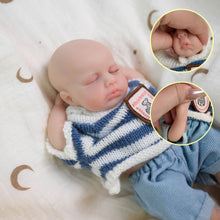 Load image into Gallery viewer, Pinky Reborn 8 Inch Mini Reborn Baby Dolls Full Silicone Baby Girl Tiny Silicone Baby Dolls Mini Realistic Newborn Baby Doll with Clothes Set & Feeding Accessories (Loulou Eyes Closed)