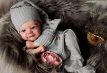 Carica l'immagine nel visualizzatore di Gallery, 18" Poseable Woodland Elf Reborn Baby Flynn - Hand-Painted Hair & Hooded Jumpsuit, Blue Eyes, Full Limbs Fabric Body