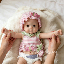 Загрузить изображение в средство просмотра галереи, Realistic Silicone Reborn Baby Doll - 12 Inch / 16 Inch - with Pink Gingham Outfit, Hat & Box - Lifelike Hand-Painted Art Doll