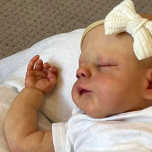 Загрузить изображение в средство просмотра галереи, 19" Erica Cloth-Body Reborn Baby - Hand-Painted Hair, Sleeping Eyes & White Romper Set