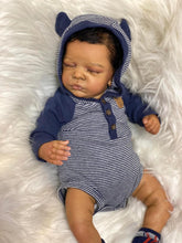 Load image into Gallery viewer, 19 Inch Real Reborn Baby Dolls Sleeping Lifelike Reborn Baby Doll Cloth Body Black African American Realistic Reborn Baby Doll Birthday Gift for kids 3+