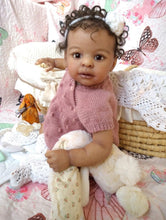 Load image into Gallery viewer, 23 Inch Adorable Reborn Baby Girl Doll Soft Cloth Body Silicone Vinyl Dark Brown Skin African American Realistic Baby Doll Girl Gift for Kids