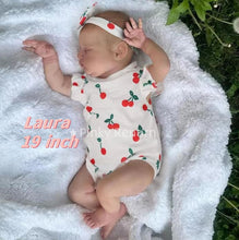 Загрузить изображение в средство просмотра галереи, 19-inch Cloth Body Doll Laura | Full Limbs, Hand-Painted Hair & Head | Red Cherry Onesie with Matching Headband