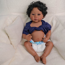 Load image into Gallery viewer, Lifelike 19-Inch Reborn Boy Doll – Full Vinyl Body, Rooted Curly Hair & Complete Set (Bottle, Pacifier, Diaper)