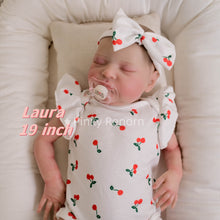Загрузить изображение в средство просмотра галереи, 19-inch Cloth Body Doll Laura | Full Limbs, Hand-Painted Hair & Head | Red Cherry Onesie with Matching Headband