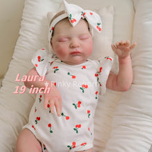 Загрузить изображение в средство просмотра галереи, 19-inch Cloth Body Doll Laura | Full Limbs, Hand-Painted Hair & Head | Red Cherry Onesie with Matching Headband