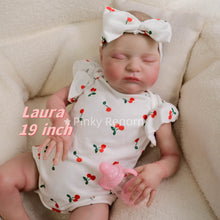 Загрузить изображение в средство просмотра галереи, 19-inch Cloth Body Doll Laura | Full Limbs, Hand-Painted Hair & Head | Red Cherry Onesie with Matching Headband