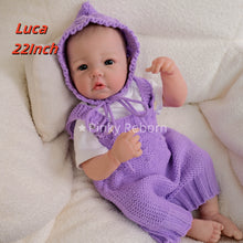 Load image into Gallery viewer, 20" Luca - Full Vinyl Fashion Doll with HD 3D Skin & Hand-Painted Hair - Wearing Chic Lavender Overalls Set