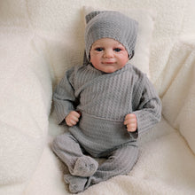 Carica l'immagine nel visualizzatore di Gallery, 18" Poseable Woodland Elf Reborn Baby Flynn - Hand-Painted Hair & Hooded Jumpsuit, Blue Eyes, Full Limbs Fabric Body