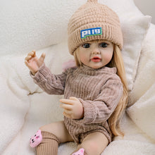 Load image into Gallery viewer, 22" Fully Vinyl Baby Doll with Removable Blonde Hair & Blue Eyes - Knit Maillard Beanie Set, Butterfly Pacifier - Betty