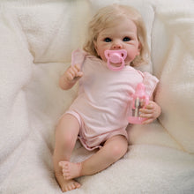 Cargar imagen en el visor de la galería, 18inch Blonde Flower Fairy Doll with Rooted Hair & Blue Eyes | Adorable Pink Onesie Outfit | Magical Collectible Gift