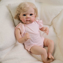 Cargar imagen en el visor de la galería, 18inch Blonde Flower Fairy Doll with Rooted Hair & Blue Eyes | Adorable Pink Onesie Outfit | Magical Collectible Gift