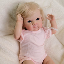 Cargar imagen en el visor de la galería, 18inch Blonde Flower Fairy Doll with Rooted Hair & Blue Eyes | Adorable Pink Onesie Outfit | Magical Collectible Gift