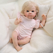 Cargar imagen en el visor de la galería, 18inch Blonde Flower Fairy Doll with Rooted Hair & Blue Eyes | Adorable Pink Onesie Outfit | Magical Collectible Gift
