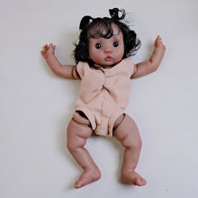 Cargar imagen en el visor de la galería, Hand-Rooted Black Curly Hair Brown Eyes Pre-Painted Reborn Doll Kit | Cloth Body DIY Assembly Set