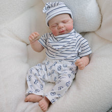 Load image into Gallery viewer, Pascale 48cm 18" Hybrid Cloth Body Doll Multi-Color Stripe Hat Set, Vinyl Limbs Unisex Art Doll for All Ages