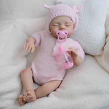 Carregar imagem no visualizador da galeria, 19 Inch Reborn Twin Baby Dolls Lily - Hand-Painted Heads, Powder Pink Knit Sets, Blue Eyes & Pacifiers