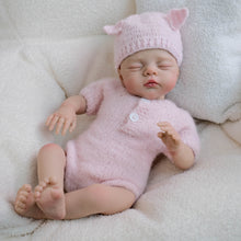 Carregar imagem no visualizador da galeria, 19 Inch Reborn Twin Baby Dolls Lily - Hand-Painted Heads, Powder Pink Knit Sets, Blue Eyes & Pacifiers