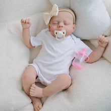 Загрузить изображение в средство просмотра галереи, 19" Erica Cloth-Body Reborn Baby - Hand-Painted Hair, Sleeping Eyes & White Romper Set