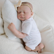 Загрузить изображение в средство просмотра галереи, 19" Erica Cloth-Body Reborn Baby - Hand-Painted Hair, Sleeping Eyes & White Romper Set