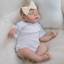 Загрузить изображение в средство просмотра галереи, 19" Erica Cloth-Body Reborn Baby - Hand-Painted Hair, Sleeping Eyes & White Romper Set