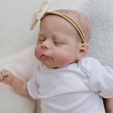Загрузить изображение в средство просмотра галереи, 19" Erica Cloth-Body Reborn Baby - Hand-Painted Hair, Sleeping Eyes & White Romper Set