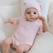 Carregar imagem no visualizador da galeria, 19 Inch Reborn Twin Baby Dolls Lily - Hand-Painted Heads, Powder Pink Knit Sets, Blue Eyes & Pacifiers