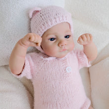 Carregar imagem no visualizador da galeria, 19 Inch Reborn Twin Baby Dolls Lily - Hand-Painted Heads, Powder Pink Knit Sets, Blue Eyes & Pacifiers