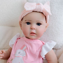 Carica l'immagine nel visualizzatore di Gallery, 19" Ward Full Vinyl Reborn Baby - Hand-Painted Hair, Blue Eyes & Bunny Print Romper