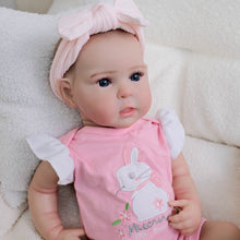 Carica l'immagine nel visualizzatore di Gallery, 19" Ward Full Vinyl Reborn Baby - Hand-Painted Hair, Blue Eyes & Bunny Print Romper