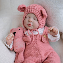 Load image into Gallery viewer, 19 inch 48cm Sleeping Reborn Baby "Valentina" - Hand-Rooted Hair, Cloth Body + Blush Pink Pinafore Set & Bonus Companion Doll