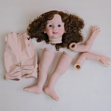 Load image into Gallery viewer, Hand-Rooted Curly Hair Reborn Doll Kit with Cloth Body | Realistic Vinyl Toddler DIY Assembly Set