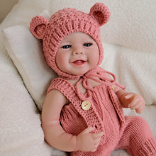 Загрузить изображение в средство просмотра галереи, 20 Inch Emmy Full Vinyl Doll with Hand-Painted Hair, Sparkling Blue Glass Eyes & Pink Hooded Jumpsuit