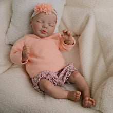 Cargar imagen en el visor de la galería, 19-inch Reborn Baby Doll Valentina with Hand-Painted Hair Closed Eyes Realistic Soft Cloth Body Infant-Sized Gift for Kid Collectors and New Parents