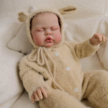 Load image into Gallery viewer, Pickle Twins 19" Reborn Doll Brothers Set One Awake in Bear Hoodie, One Sleeping in Lamb Onesie Hand-Painted Collectible Dolls