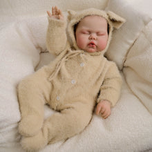 Load image into Gallery viewer, Pickle Twins 19" Reborn Doll Brothers Set One Awake in Bear Hoodie, One Sleeping in Lamb Onesie Hand-Painted Collectible Dolls