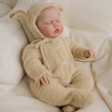Load image into Gallery viewer, Pickle Twins 19" Reborn Doll Brothers Set One Awake in Bear Hoodie, One Sleeping in Lamb Onesie Hand-Painted Collectible Dolls