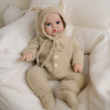 Load image into Gallery viewer, Pickle Twins 19" Reborn Doll Brothers Set One Awake in Bear Hoodie, One Sleeping in Lamb Onesie Hand-Painted Collectible Dolls