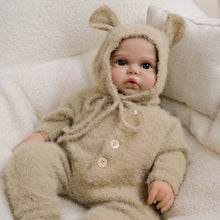 Load image into Gallery viewer, Pickle Twins 19" Reborn Doll Brothers Set One Awake in Bear Hoodie, One Sleeping in Lamb Onesie Hand-Painted Collectible Dolls