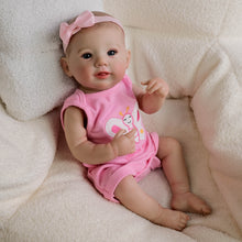 Carica l'immagine nel visualizzatore di Gallery, 19inch Reborn Baby Girl Abigail - Realistic Full Vinyl Body with Hand-Painted Blue Eyes, Wearing Pink Butterfly Snap-On & Headband