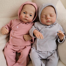 Carica l'immagine nel visualizzatore di Gallery, Lily & Irys 19inch Twin Reborn Doll Set | Open Eye & Sleeping Eye | Soft Body Hand-Painted Sister Dolls with Blue Eyes