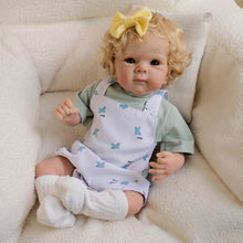 Carregar imagem no visualizador da galeria, Bettie 18inch Full Vinyl Reborn Baby Doll with Rooted Hair & Blue Eyes Realistic Babydolls Open Eyes | Pink Dress