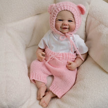 Load image into Gallery viewer, 19-Inch Hand-Painted Baby Doll Vivienne with Blue Eyes - Soft Body Doll Dressed in White Tee and Pink Knit Pants