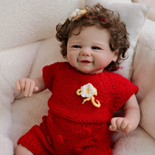 Load image into Gallery viewer, Vivienne 19inch Reborn Baby Doll with Brown Hair, Soft Body, Red Outfit - Perfect Christmas Birthday Gift