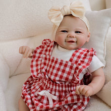 Carregar imagem no visualizador da galeria, 19inch Reborn Baby Girl Vivienne - Christmas Gift with Red Grid Apron | Choose Cuddly Plush or Vinyl Body for Kids