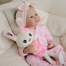 Load image into Gallery viewer, 19inch Reborn Baby Girl Vivienne in Bunny Pink Onesie - Hand-Painted Blue Eyes | Choose Ultra-Cuddly Plush or Realistic Full Vinyl Body