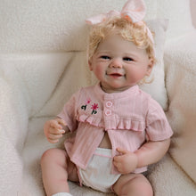 Load image into Gallery viewer, 19inch Reborn Baby Girl Vivienne - Full Vinyl Body with Rooted Blonde Curly Hair Blue Eyes Realistic Collectible Doll
