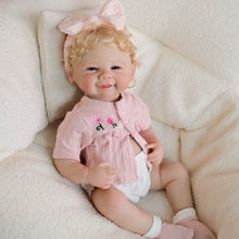 Load image into Gallery viewer, 19inch Reborn Baby Girl Vivienne - Full Vinyl Body with Rooted Blonde Curly Hair Blue Eyes Realistic Collectible Doll