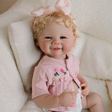 Load image into Gallery viewer, 19inch Reborn Baby Girl Vivienne - Full Vinyl Body with Rooted Blonde Curly Hair Blue Eyes Realistic Collectible Doll
